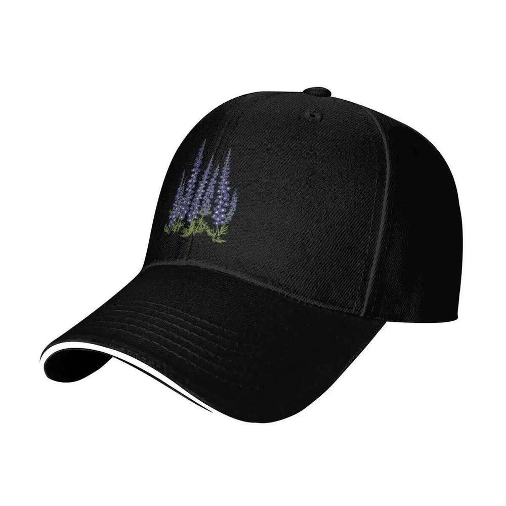 Larkspurs Drawing - larkspur bluebell floral illustration Cap Mountaineering fun hats Baseball Men Women's Y260115