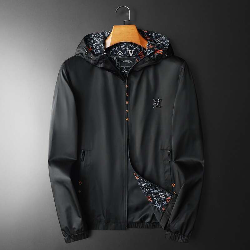 26ss Europe Station Spring New Men's Casual Printed Hooded Jacket Plus Size Korean Version Slim Fit Patchwork Coat Trendy