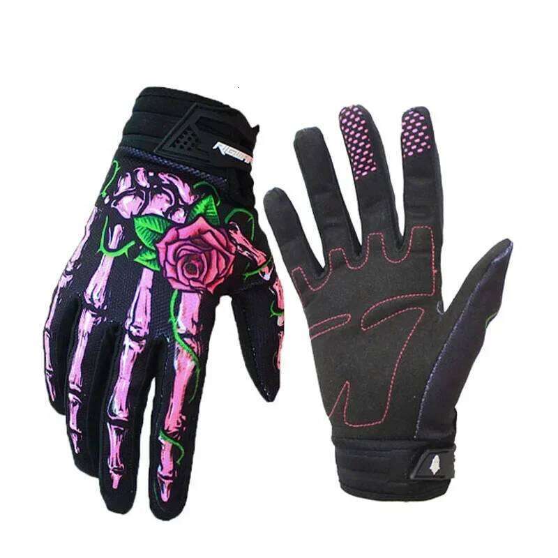 Bicycle Cross Country Mountain Bike Crown Tez Motorcycle Hard Shell Gloves Outdoor Skeleton Rose Y260115
