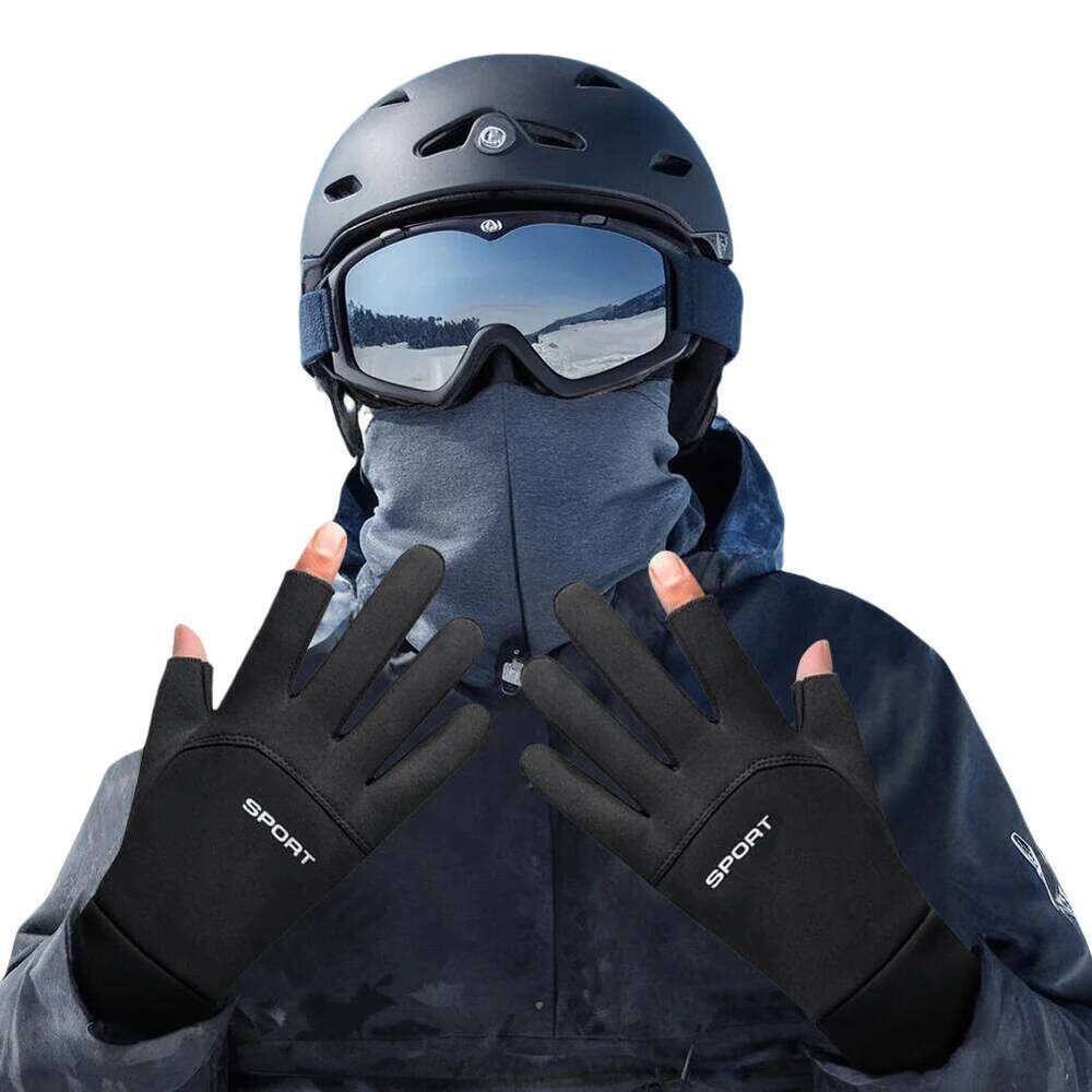 2-Fingerless Cycling Touch Screen Keep Warm Waterproof Ice Fishing Winter Gloves for Outdoor Sports Y260115