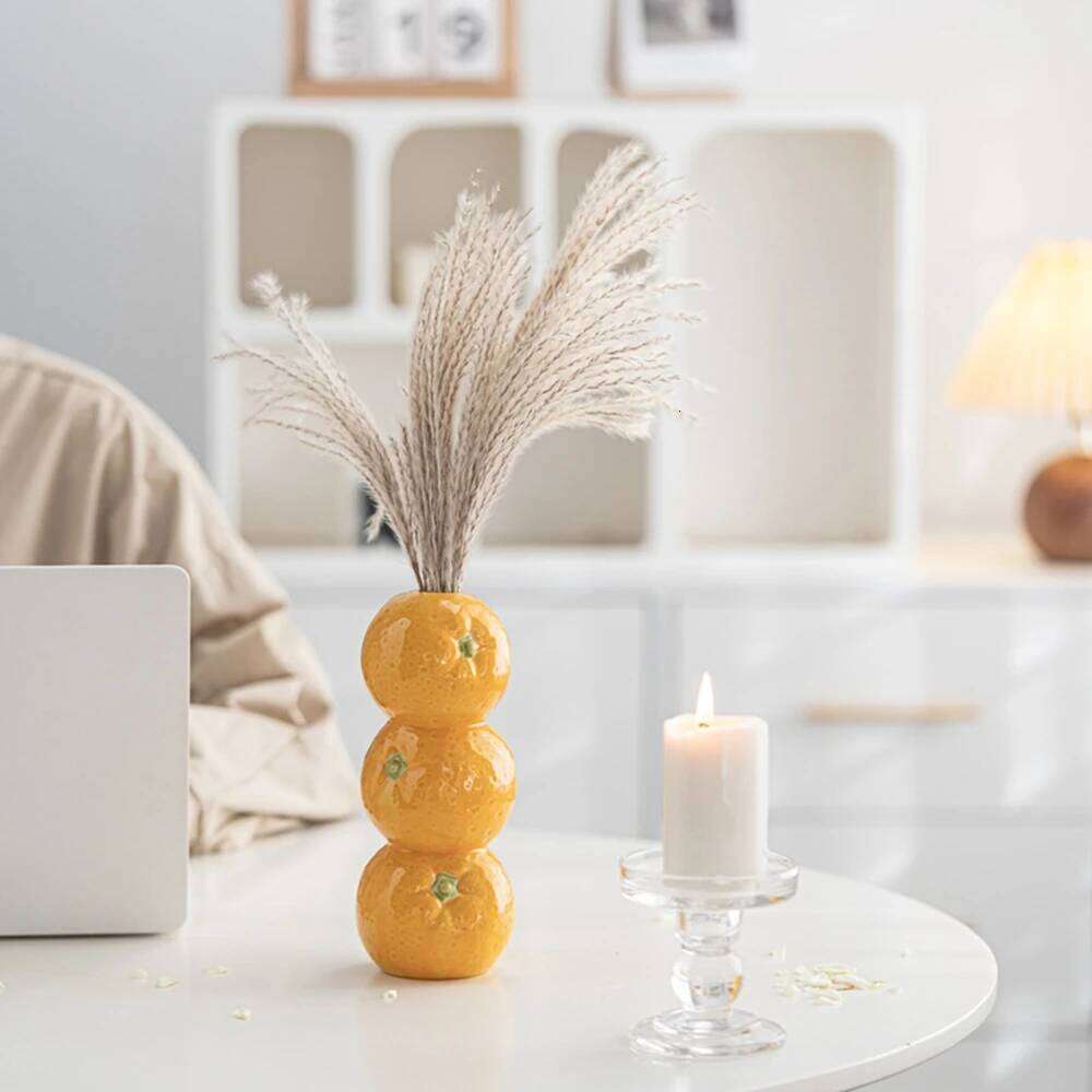 Ceramic Vase Orange Lemon Watermelon Fruit Fresh Flower Tabletop Centerpiece Home Living Room Office Decoration Desktop C260116