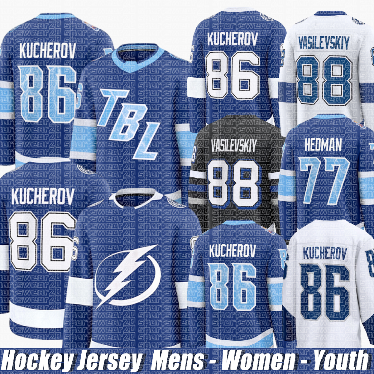 Tampa Baycity Lightning Jersey Stadium Series #86 Kucherov A #88 Vasilevskiy #81 Cernak #21 Point #77 Hedman A 27 McDonagh Tampa Bay Hockey Jerseys