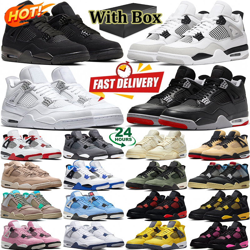 with box designer 4 4s basketball shoes for men women black white cool grey purple mens trainers outdoor sneakers
