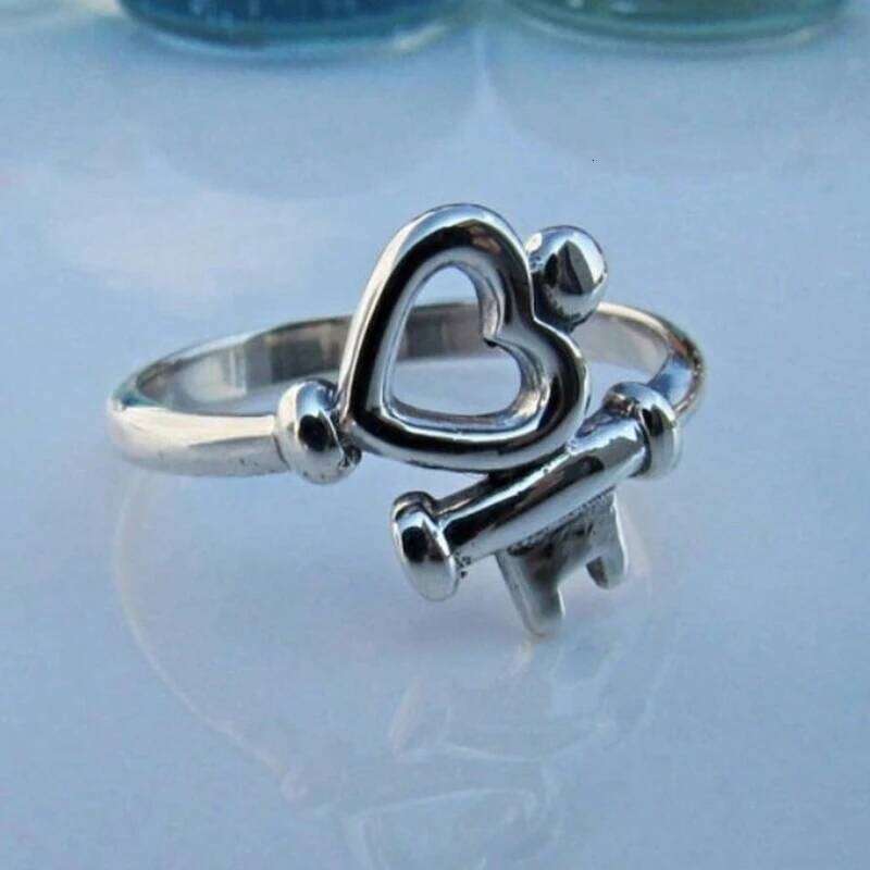 Retro Elegant Bohemian Heart-Shaped Promise Ring Women's Romantic Suitable For Valentine's Day Casual Wear Mother's Day,Gift