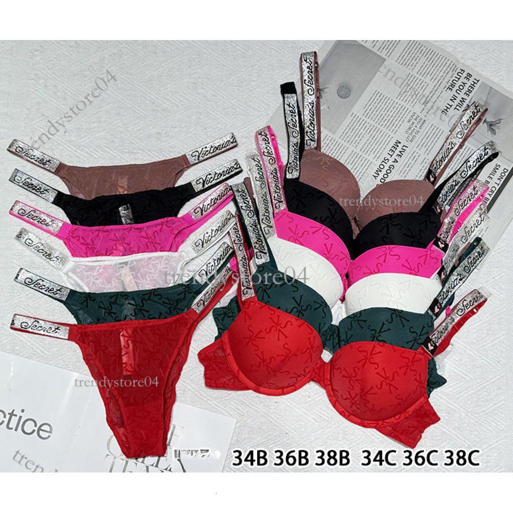 Designer Women's Underwear New Lace Wide Diamond Shoulder Strap Bra Women's Light Luxury Sexy Underwear Set