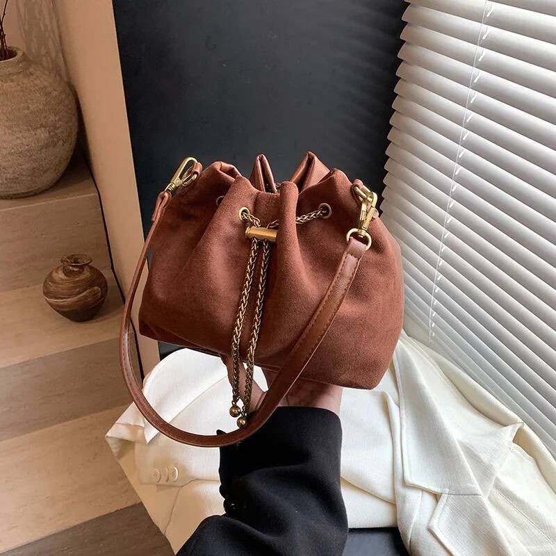 Bestseller Soft Solid Faux Suede Simple Commuting Crossbody Hot Sale Sewing Sweet Bags for Women Thread String Women s Handbags ddmybear