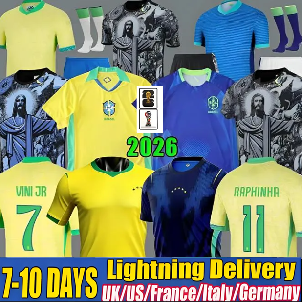 BRAZILS 2026 World Cup soccer jerseys NEYMAR JR VINI JR 26 27 Home Camiseta de PAQUETA RAPHINHA MARQUINHOS 2024 2025 brasil football shirt RICHARLISON men kids