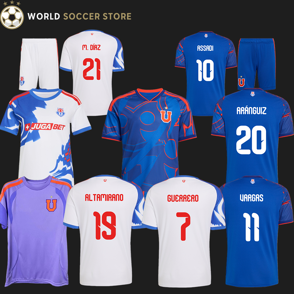 26 27 Club Universidad de Chile soccer jerseys 2026 2027 La U ASSADI VARGAS GUERRERO CONTRERAS ZALDIVIA RIVERO POBLETE Los Azules football shirt adult kids kits men
