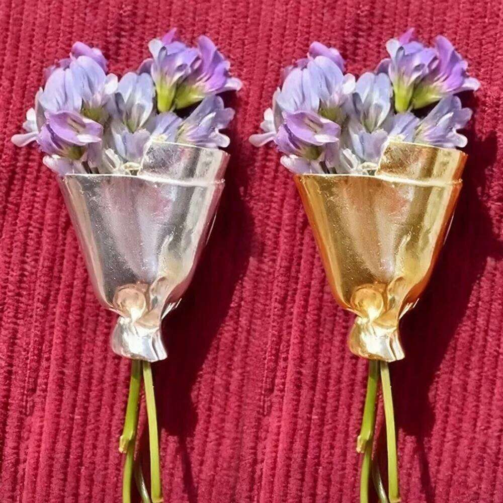 Gifts Vintage Artful DIY Wearable Bouquet Clip Artistic Flower Minimalist Vase Brooch 26W0117