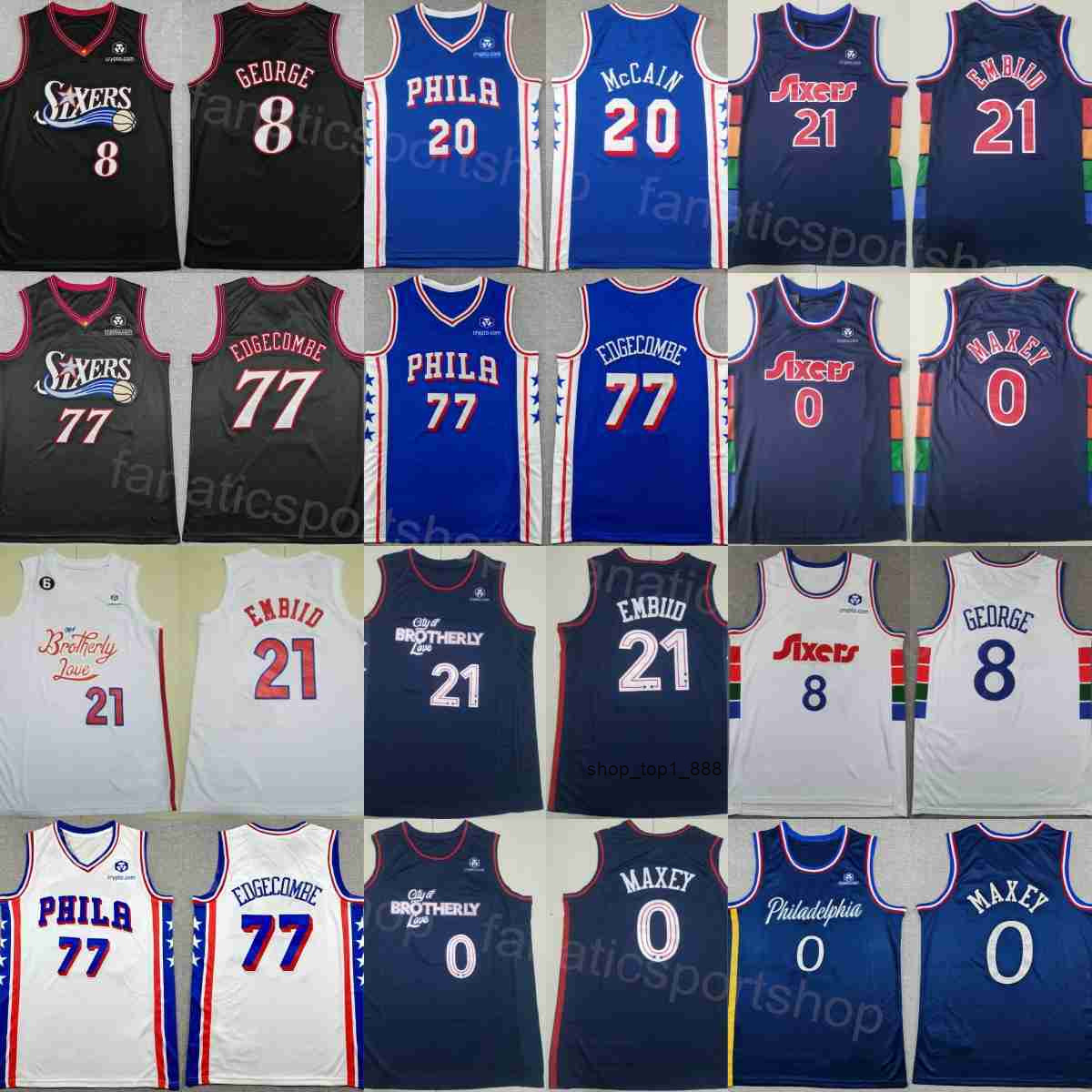 2026 City Philadelphia Basketball Joel Embiid Jersey 2 Men Tyrese Maxey VJ Edgecombe Paul George Jared McCain Earned Association Black White Navy Blue Team Color