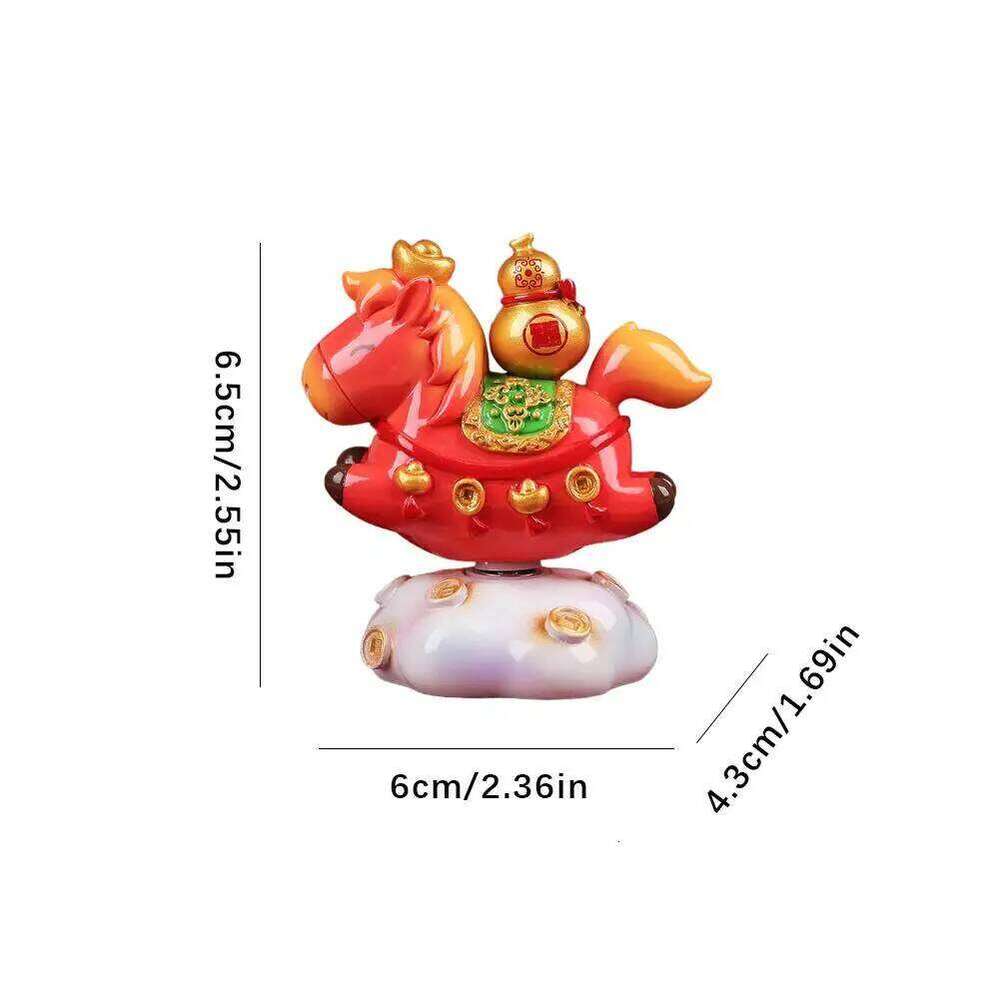 & 2026 Horse Statue New Year Feng Shui Tabletop Resin Rotatable Cartoon Ornament Mascots Chinese Spring Festival Decor