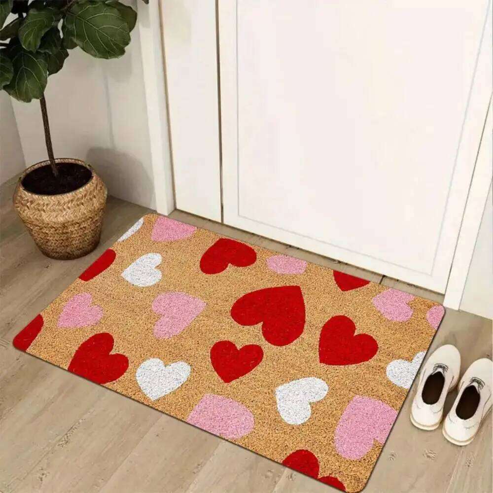 Heart-Shaped Welcome Doormat Indoor/Outdoor Entrance Mat Wedding & Valentine's Day Home Decor