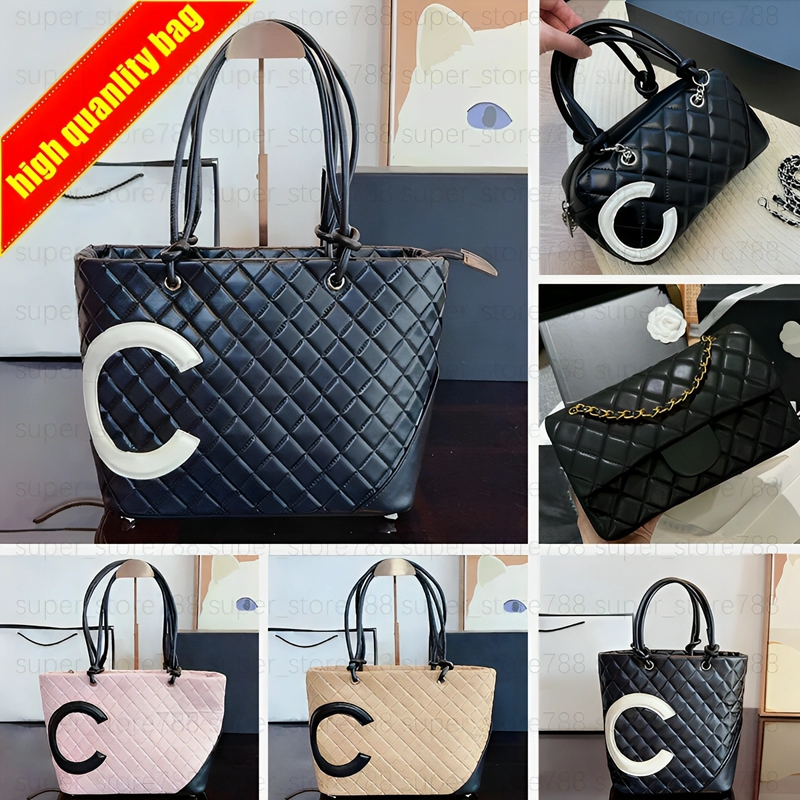 Luxury designer tote bag womens handbag classic shoulder bag large capacity bucket bag quilted checkered shopping bag flap crossbody bag and chain underarm bag 10A