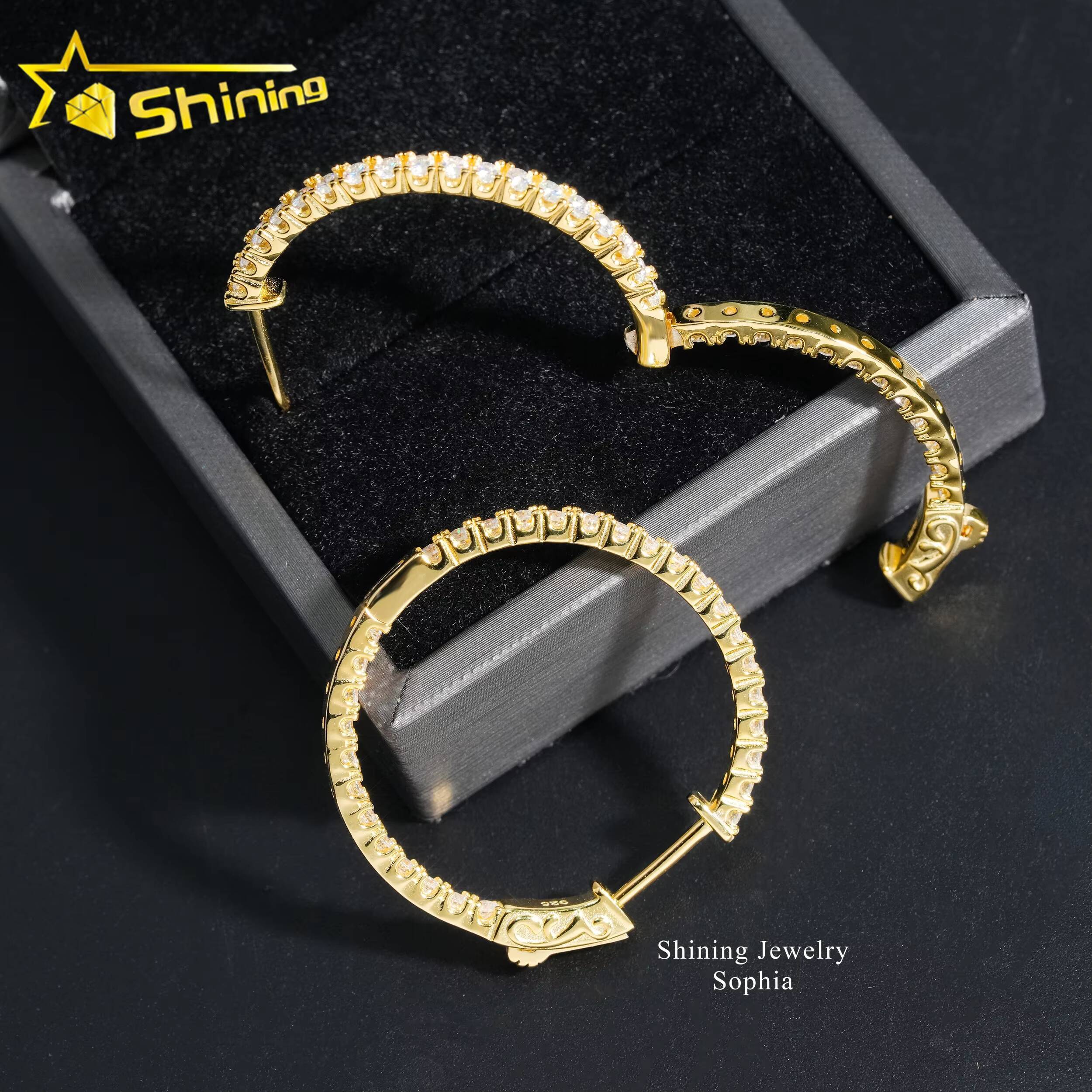 Factory Price Big Hoop Iced Out Moissanite S925 Earring for Women Diamond Earrings Vvs Moissanite Earrings
