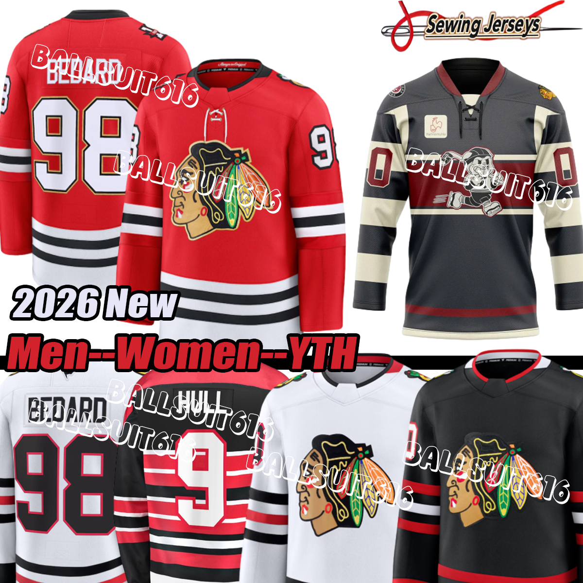 #98 Bedards #00 Griswold #86 Teravainen Chicago Blackhawkss #23 Kurashev #34 Mrazek #34 Mrazek #4 Jones A #71 Hall Stadium Series Jersey