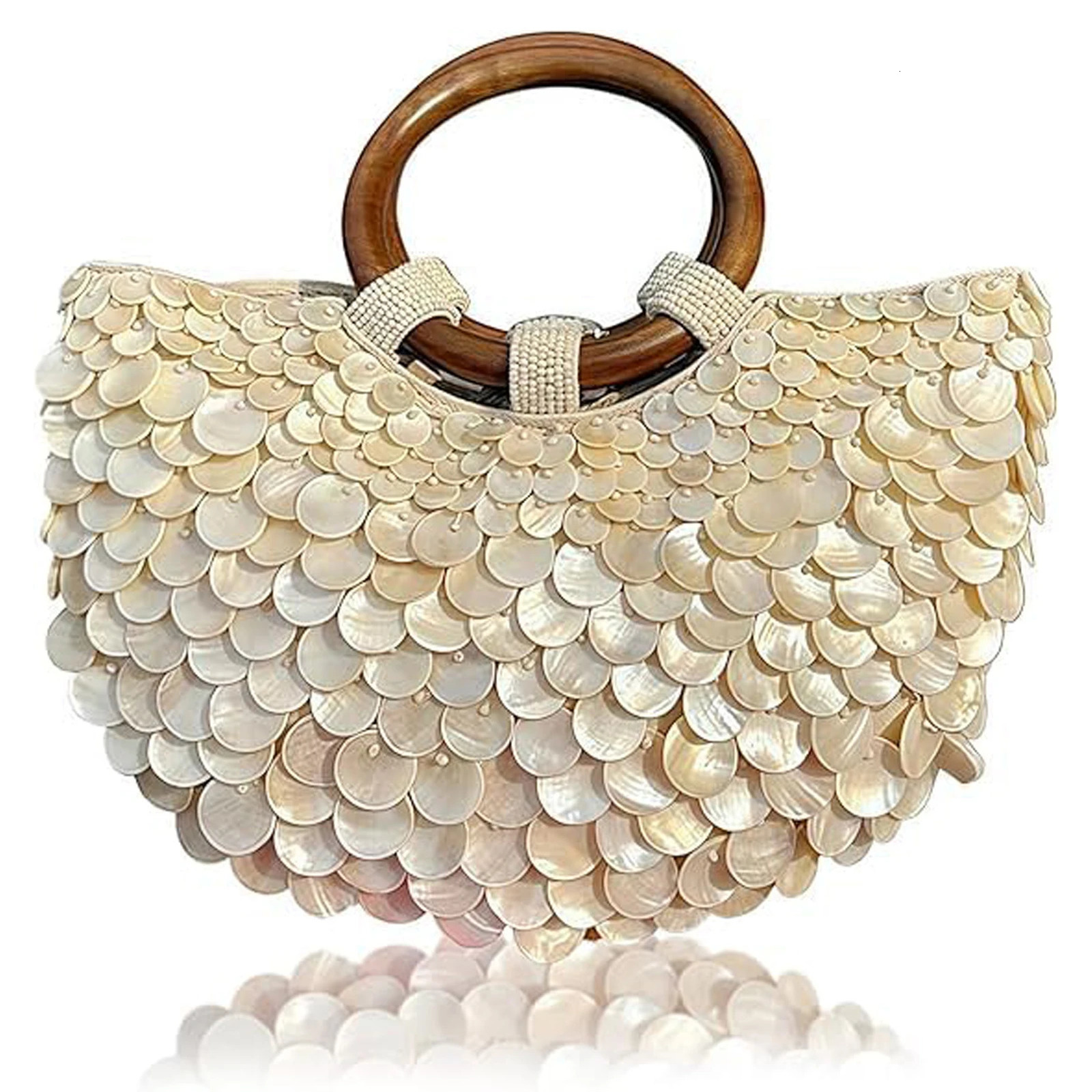 Exquisite Beaded Bag Handmade Chic Shell Switch Wallet For Ladies Half Moon Crossbody Bag Shell Handbag Must-have for Summer 260112