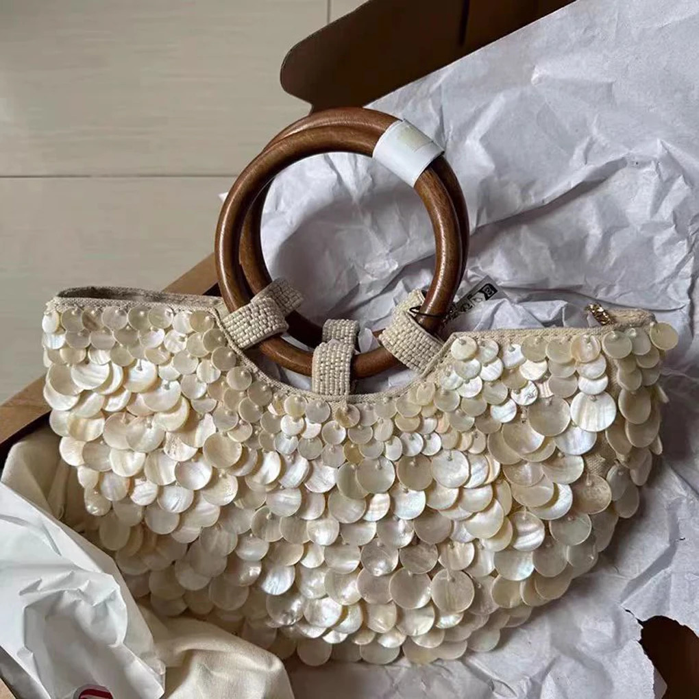 Exquisite Beaded Bag Handmade Chic Shell Switch Wallet For Ladies Half Moon Crossbody Bag Shell Handbag Must-have for Summer 260112