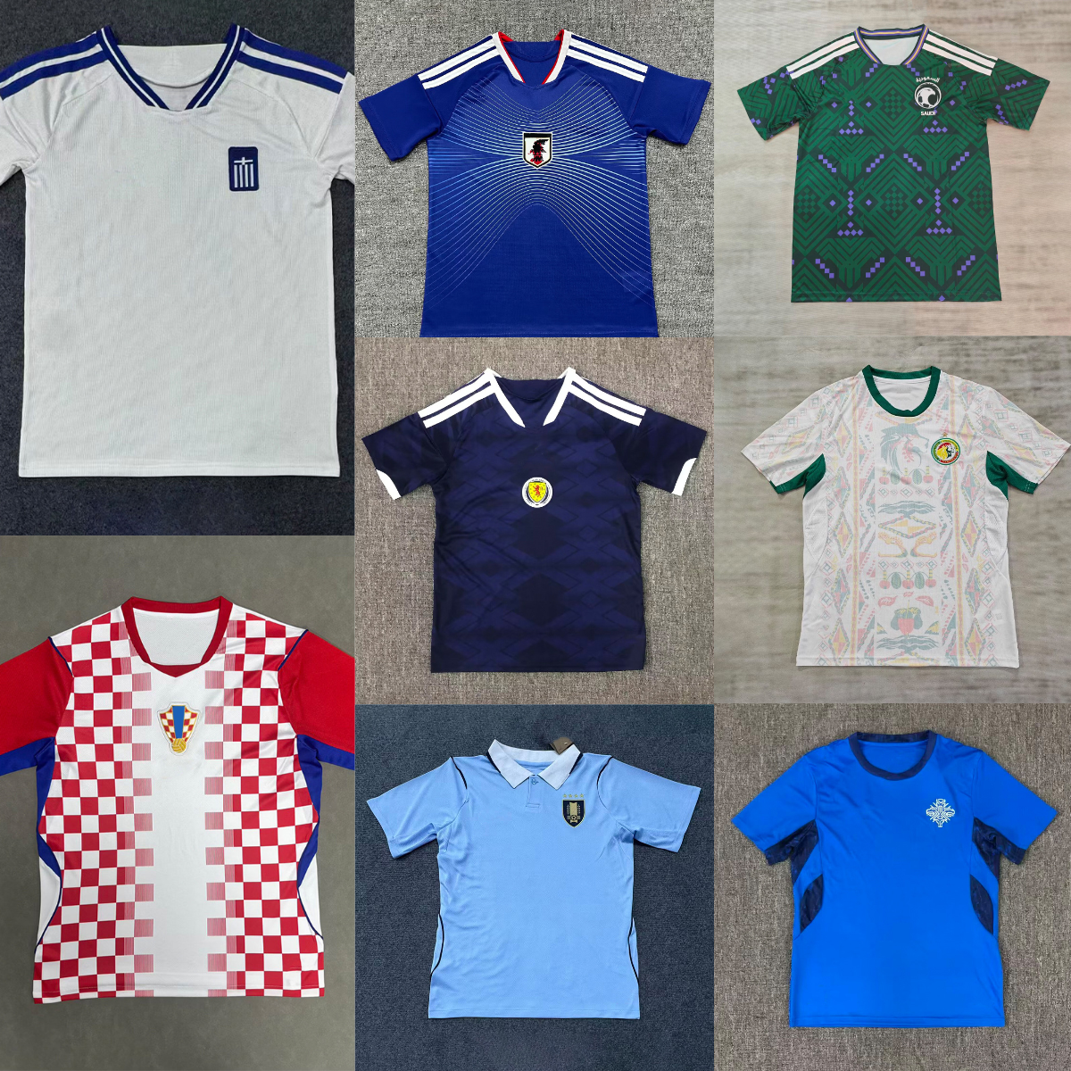 2026 World Cup national team shirt ball suit Japan Saudi Arabia Greece Wales Croatia Uruguay Ukraine Senegal short sleeve jersey breathab football training jersey