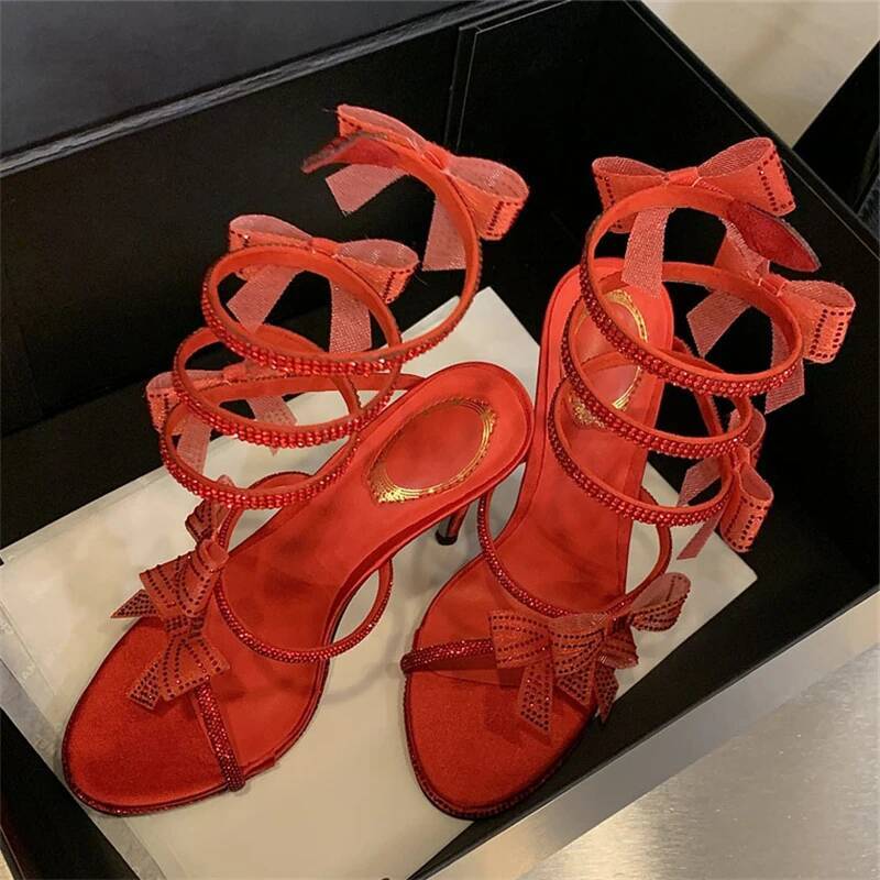Eilyken 2026 New Summer Sexy Butterfly knot Ankle Strap Sandals Women Open Toe Thin Heels Wedding Stripper Shoes ddmysaturn