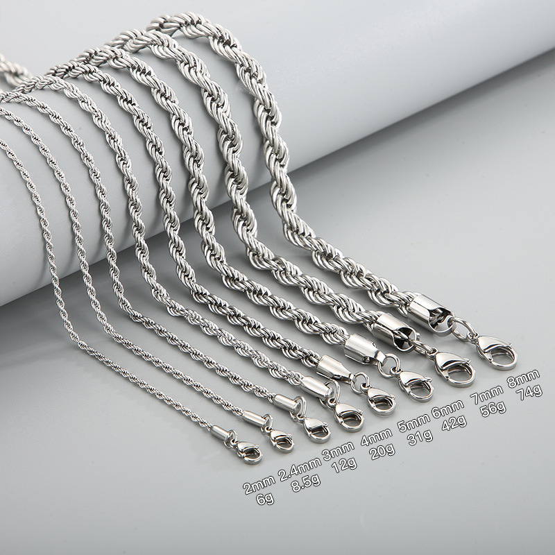 18K Real Gold Plated Stainless Steel Rope Chain Necklace for Men Women Gift TopBling Jewelry Accessories - view 7