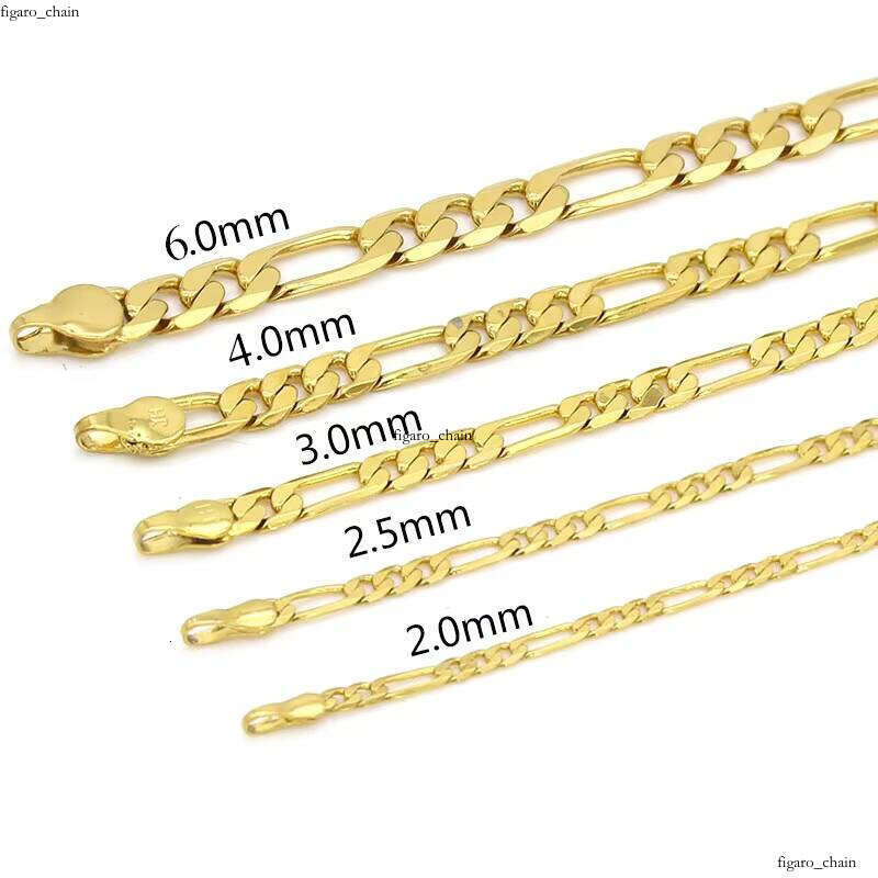 FS High-Quality Gold-Plated Figaro Chain Necklace Hip-Hop Style Trendy Men's Accessories Women's Perfect Anniversary Gift