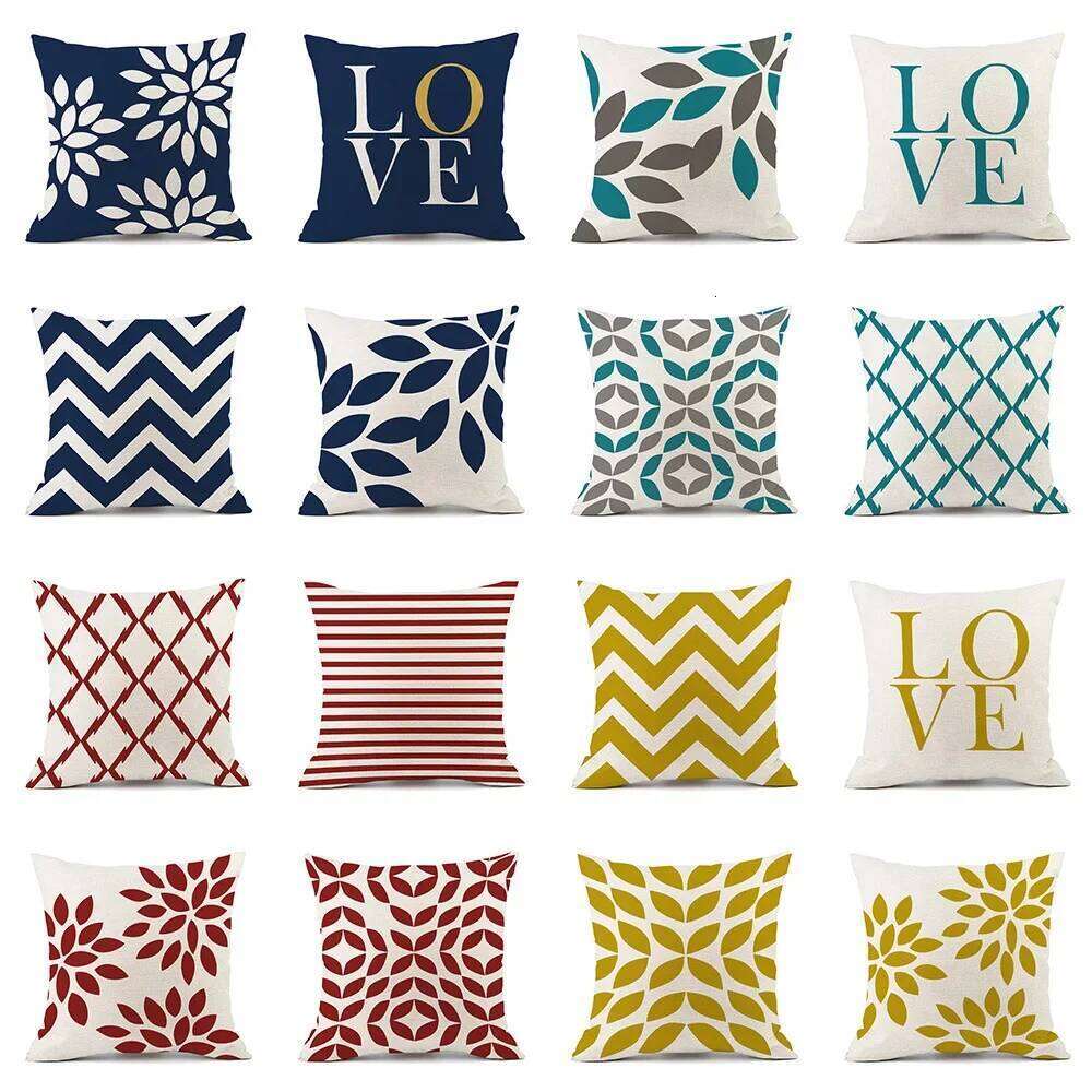 Geometric Linen Pillowcase Home Decoration Cover Sofa Cushion Cover Bedding Luxury Premium Breathable Pillow Protector For Bedroom Living Room Decor
