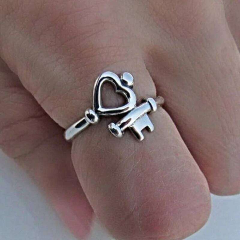Retro Elegant Bohemian Heart-Shaped Promise Ring Women's Romantic Suitable For Valentine's Day Casual Wear Mother's Day,Gift