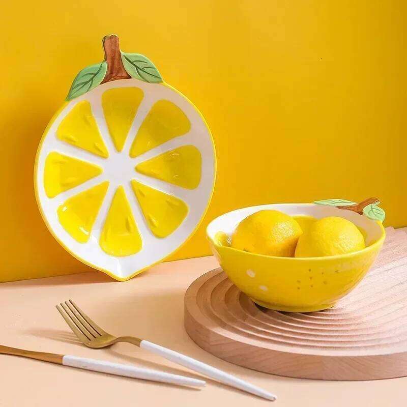Kitchenware Dining Room Household Tableware Creative Hand-painted Modeling Cute Ceramic Bowl Salad Plate Fruit Decor Outdoor Living Room Daily Use