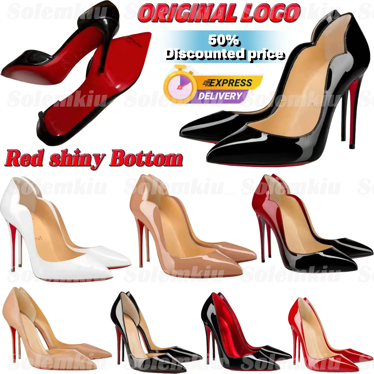 Brand High Heels Red Shiny Bottom Dress Shoes Designer Red Soled Peep Pointed Toe Platform Sandals Patent Stiletto Red Bottom heels Woman Pumps 6cm 8cm 10cm 12cm TOP