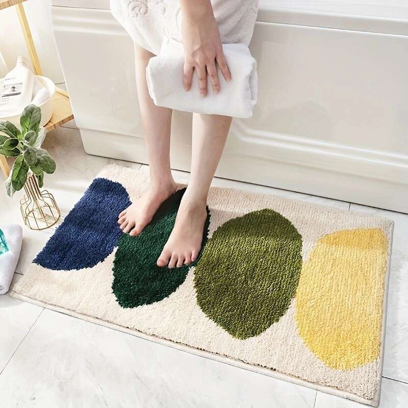 Flowers, imitation cashmere, bathroom, toilet, bedroom, absorbent, non-slip floor mat, household plush, soft carpet
