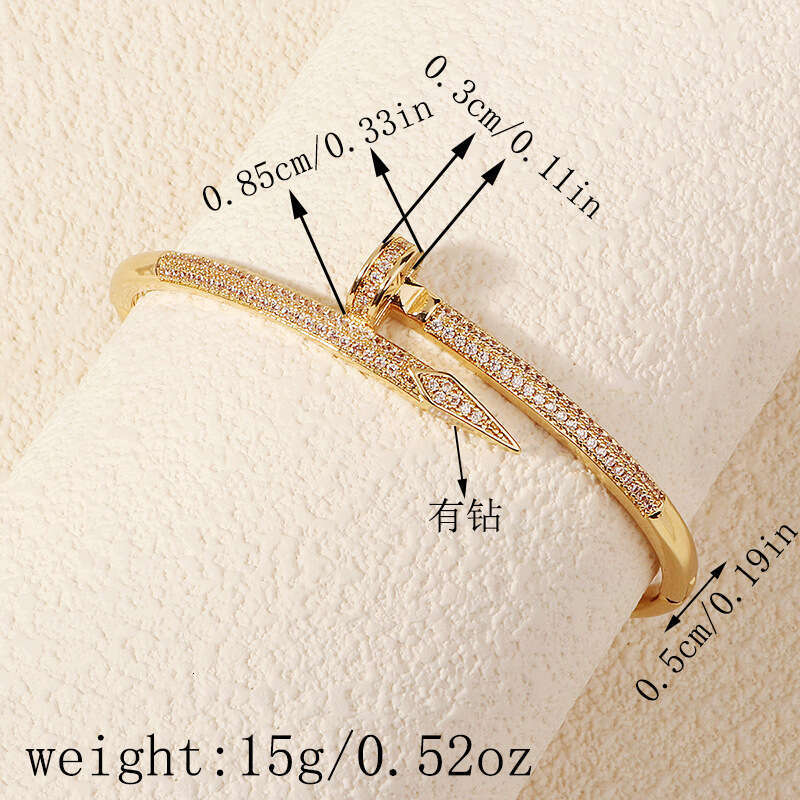 New Copper Inlaid Zircon Daily Jewelry Versatile Open High-End Light Luxury Stud Bracelet