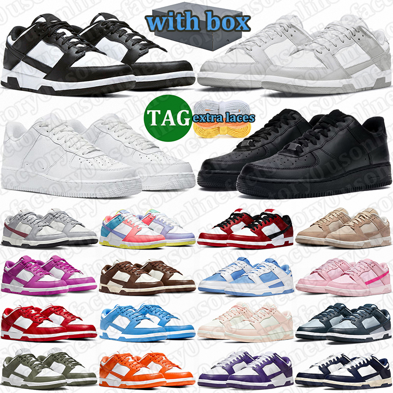 free shipping with box running shoes men women stylish sneakers durable trainers outdoor comfortable sports shoe black white panda grey fog olive blue