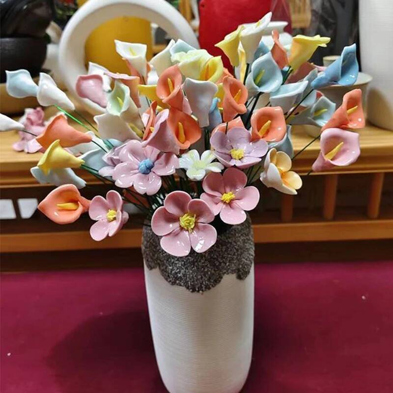 5X luxury Artificial luxury Valentine's Day Ceramic Handmade Fake Flower Creative Art Floral Home Party designer Wedding Garden Decor Valentine&#