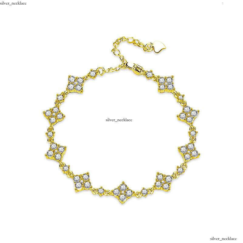 VVS Moissanite Adodo Factory Women's S925 Sterling Silver Bracelet with Adjustable Silicone Stone and Four-Leaf Clover Elegant Bangle Jewelry