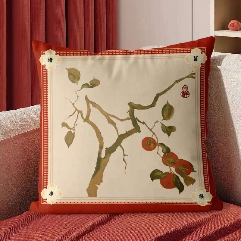 Home decoration Chinese flower and bird pattern cushion suitable for wedding seats, pillows, bed backrests, waist pads, bedrooms, cars, sofas, Pillow 