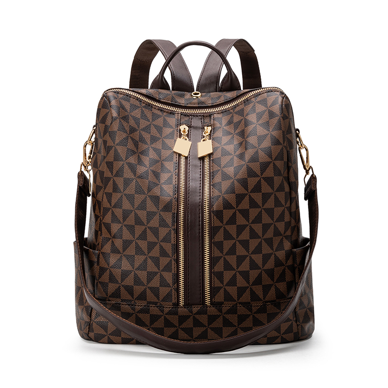 Lacel Urwebin fashionable classic printed backpack large capacity retro anti-theft backpack versatile casual travel bag