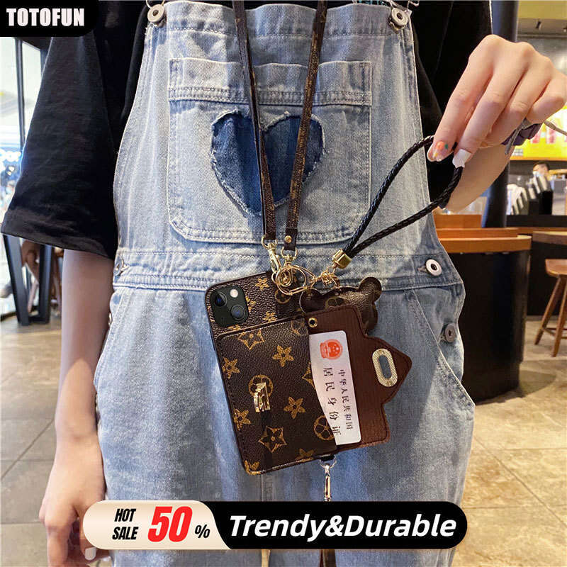 Phone Case For Iphone Presbyopic Card Holder Compatible with Apple 14 Phone Case Trendy Brand iPhone 13 Crossbody 12 Pro Max Lanyard 11 Protective Cov