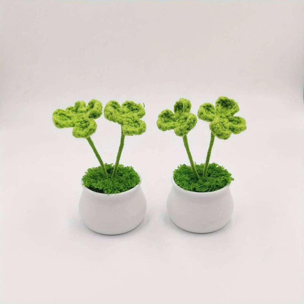 Artificial Plant Four leaf Clover Potted Plants Charming Faux Greenery for Home Decor Living Room Dining Room Kitchen Bedroom Decoration Ornament Gift