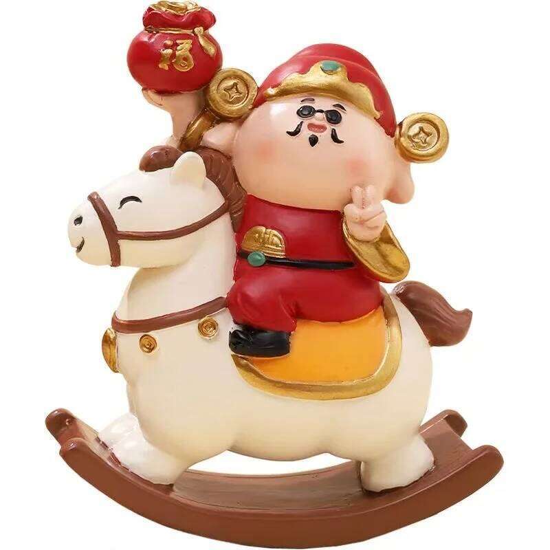 2026 of the Horse Wealth on Horseback God Figurine Cute Chinese Lucky Decor New Year Mascot Good Fortune Gift ornament