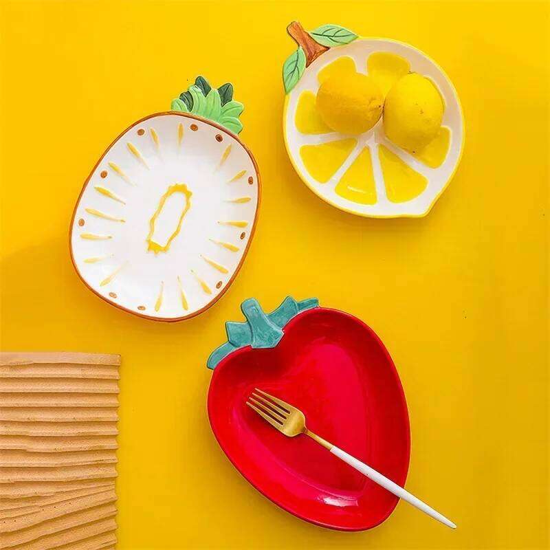 Kitchenware Dining Room Household Tableware Creative Hand-painted Modeling Cute Ceramic Bowl Salad Plate Fruit Decor Outdoor Living Room Daily Use