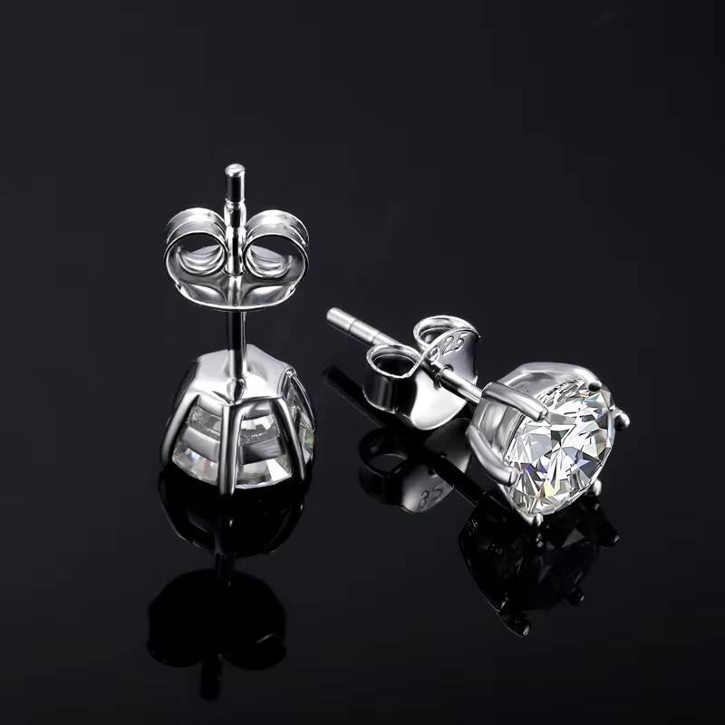 2025 Trendy 6 Prong Moissanite Stud Earrings 925 Sterling Silver Jewelry VVS Lab Diamond Ear Stud Rings for Men Women
