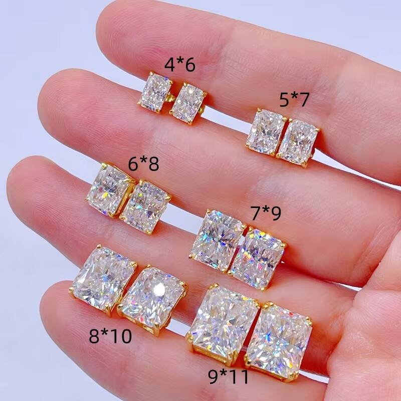 Gold Plated Over Sterling Silver GRA Certificated Moissanite Diamond Men Screw Back Earrings