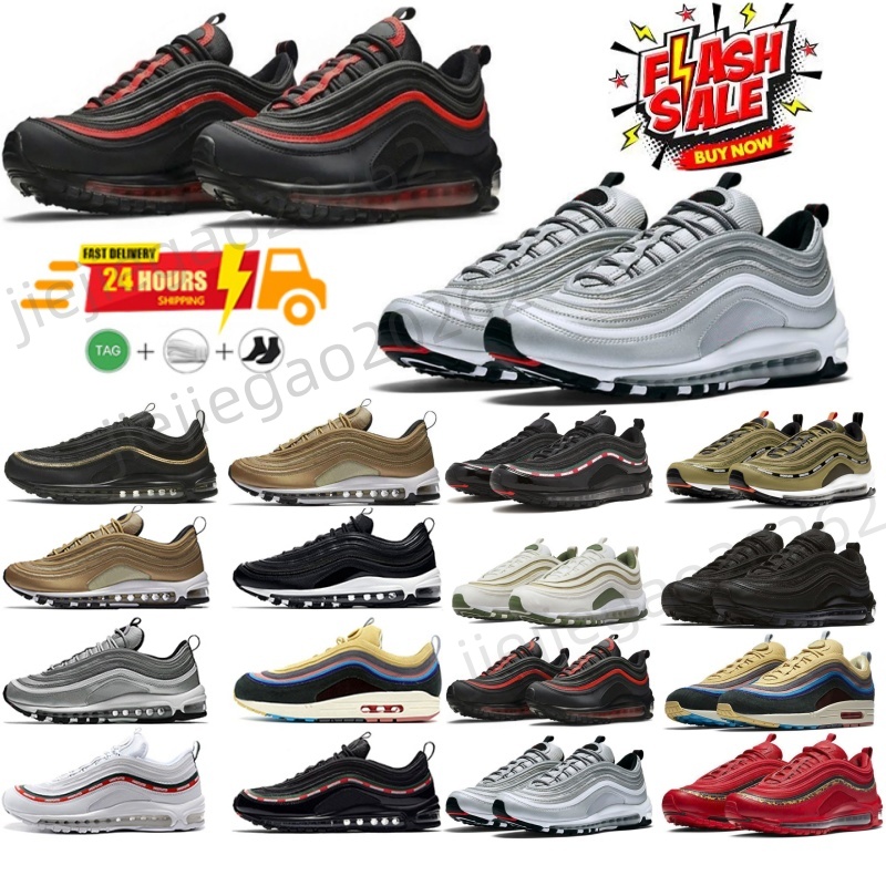 Designer 97 97s 90 90s Sports Shoes Trainers Jesus Satan Futura Triple Black White silver Cream Olive Volt Crucifix Bred Sail Aurora Gym Mens Women Running Sneakers