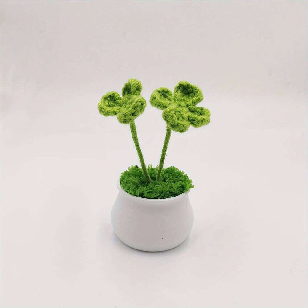Artificial Plant Four leaf Clover Potted Plants Charming Faux Greenery for Home Decor Living Room Dining Room Kitchen Bedroom Decoration Ornament Gift