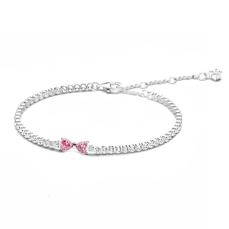 Cross Border Outdoor New Women's Kia S925 Silver Thick Chain Love Tennis Luxury Bracelet Adjustable Chain Red Heart Shaped Gemstone Designer Brac