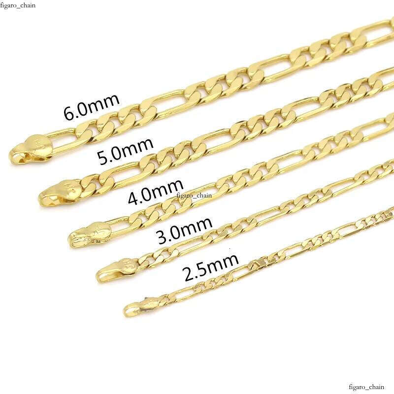 FS High-Quality Gold-Plated Figaro Chain Necklace Hip-Hop Style Trendy Men's Accessories Women's Perfect Anniversary Gift