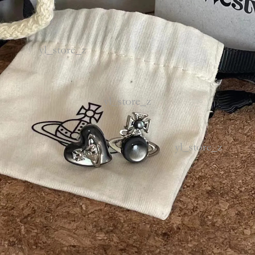 vivianeweswood Earrings designer high quality vivianeweswood jewelry Empress Dowager Asymmetrical Heart-Shaped Saturn Exquisite luxury 730