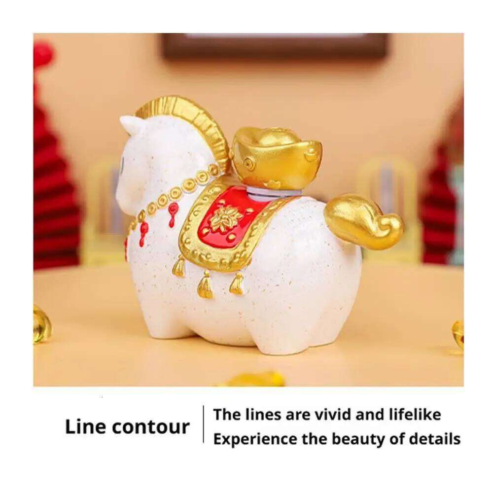 2026 Chinese New Year Resin Figurine Miniature Mascot Exquisite Rotatable Zodiac Horse Ornaments Home Office Decor