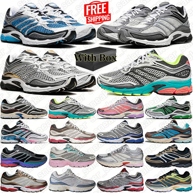 Free Shipping Sauconny Running Shoes Progrid Omni 9 Designer Sauconies Shock Absorption Wear Resistant Grey White Navy Outdoor Sports Sneakers With Box fashio