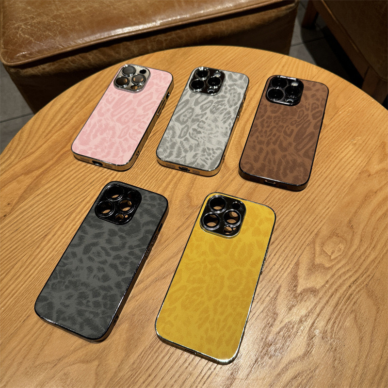 Compatible iPhone 17 Phone Case 13 Electroplated Leopard Print Apple 15 Full Coverage Lens Film 14 Pro